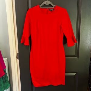 Red half sleeve business casual dress